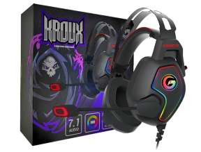 AURICULAR GAMBYTE KROUX, COLOR NEGRO, GAMING 7.1, CON MICROFONO, ENTRADA USB, LUZ LED RGB, PARA JUEGOS, ALMOHADILLAS SUAVES (GI-KROUX-KT)