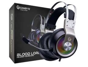 AURICULAR GAMBYTE BLOOD LORD GREY, COLOR GRIS, GAMING 7.1, CON MICROFONO, ENTRADA JACK Y USB, LUZ LED RGB, PARA JUEGOS, ALMOHADILLAS SUAVES (BMBH357AH