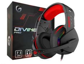 AURICULAR GAMBYTE DIVINE PRO, COLOR NEGRO C/ ROJO, GAMING 7.1, CON MICROFONO, ENTRADA JACK Y USB, LUZ LED RGB, ALMOHADILLAS SUAVES (GI-DIVINE-KT)