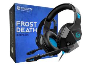 AURICULAR GAMBYTE FROST DEATH, COLOR AZUL, GAMING 7.1, CON MICROFONO, ENTRADA JACK Y USB, LUZ LED AZUL, PARA JUEGOS, ALMOHADILLAS SUAVES (BMBH414AD)