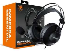 Auricular Cougar Immersa Essential Gaming, Con Microfono, Conexion De Cable, Control De Volumen, Almohadillas Suaves, Color Negro (3h350p40b.0001)
