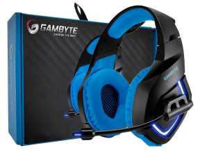 AURICULAR GAMBYTE BLUE G, COLOR NEGRO C/ AZUL, GAMING 7.1, CON MICROFONO, ENTRADA JACK Y USB, LUZ LED AZUL, PARA JUEGOS, ALMOHADILLAS SUAVES (GI-BLUEG