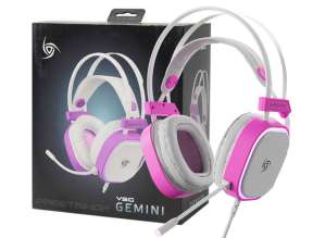 Auricular Vsg Gaming Gemini Blanco Y Rosado, Con Microfono, Conexion Jack-usb, Control De Volumen, Luz Led Rgb, Almohadillas Suave, (vg-hp694-wht)