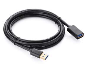 CABLE DE PUERTO USB 3.0 MACHO -- A -- PUERTO USB HEMBRA, UGREEN, VELOCIDAD DE TRANFERENCIA 5 GBPS, 2 METROS, COLOR NEGRO (10373)