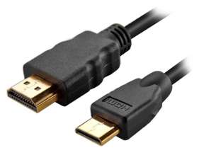 CABLE DE PUERTO HDMI MACHO -- A -- PUERTO MINI HDMI MACHO, CABLE DE 1.8 METROS, COLOR NEGRO (AHDG06)