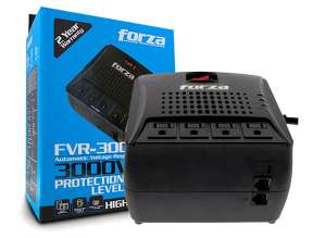 Estabilizador Forza 3000va 4 Tomas, ProtecciÓn Para LÍnea De Datos, Proteccion De Sobretenciones, Luz Led De Estado, Color Negro (fvr-3002)