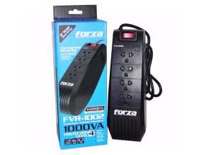 ESTABILIZADOR FORZA 1000VA 4 TOMAS, REGULACIÓN AUTOMÁTICA DE VOLTAJE AVR, TERMOFUSIBLE DE PROTECCIÓN, INDICADORES LED VISUALES, COLOR NEGRO (FVR-1002)