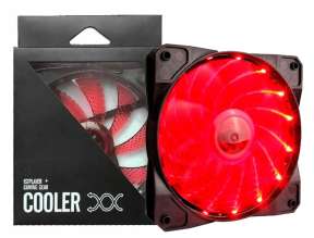 COOLER PARA CASE 1STPLAYER COOLING FAN, 120X120X25M, CON ILUMINACION LED ROJO, 3 - 4 PINES PERIFERICOS (A1)