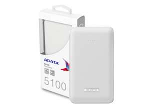 BATERIA ADATA POWER BANK PORTABLE PV120, 1 PUERTOS MICRO USB, 1 USB TIPE-A, 1 USB TIPE-A 2.1 CAPACIDAD 5100MAH, COLOR BLANCO (APV120-5100M-5V-CWH)