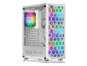 CASE CYBERTEL CYBER COMBAT SIN FUENTE, CON PANEL LATERAL VIDRIO TEMPLADO, COLOR BLANCO, 1 VENTILADOR STRIPE LED RGB, 3 PUERTOS USB (CBX5000WHITE)