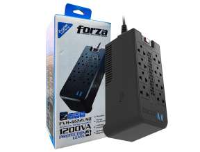Estabilizador Forza 1200va 8 Tomas Y 2 Puerto Usb, Capacidad 1200va / 600w, Entrada Nema 5 -15p, Indicador De Luz Led, Color Negro (fvr-1222usb)