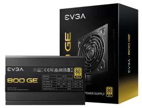 FUENTE DE PODER EVGA 800W GE ATX, GOLD 80 PLUS, CABLE FLAT, COLOR NEGRO (200-GE-0800-V1)
