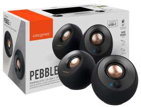 PARLANTE CREATIVE PEBBLE V2 2.0 8W X 2, 16WATTS, INTERFAZ USB TIPO C, CONECTA TUS DISPOSITIVOS, COLOR NEGRO (51MF1695AA000)