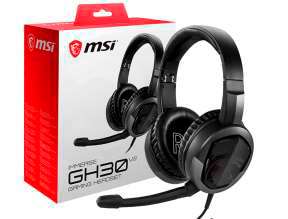 AURICULAR MSI IMMERSE GH30 V2 GAMING, CON MICROFONO, CONEXION USB, CONTROL DE VOLUMEN, ALMOHADILLAS SUAVES, COLOR NEGRO (GH30 V2)