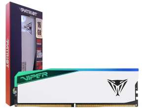 MEMORIA RAM PATRIOT DDR5 16GB, FRECUENCIA 5600 MHZ, VIPER ELITE 5 BLANCO, PARA PC DE ESCRITORIO, CON RGB, CL42 (PVER516G56C38W)
