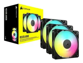 Cooler Para Case Corsair Rs120 (co-9050181-ww) Pack 3, 120mm, Led Argb, Negro