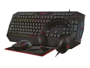 Combo 4 En Uno Gambyte Gryphus-h (gi-gryphus-h) Teclado Led Rgb, Mouse Led Rgb, Auricular Led Rgb, Pad Mouse, Negro