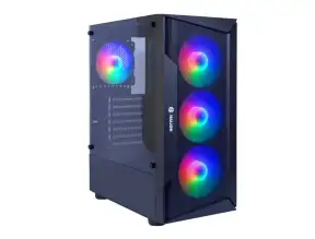 CASE HALION MARTE CR28N FUENTE 500W, CON PANEL DE VIDRIO TEMPLADO, FRONTAL DE MALLA 3 VENTILADORES LED ARGB, 3 PUERTOS USB,(500W MARTE CR28N)