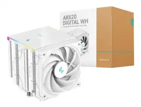 Cooler Para Procesador Deepcool Ak620 Digital Wh (r-ak620-whadmn-g) 2 Ventiladores, 120mm, Led Argb, Blanco