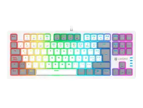 Teclado Gamer Antryx Mk-840l White (amk-cs840lwgbl-sp) Mecanico, Switch Blue, Led Rgb, Blanco Y Negro