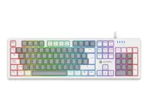 Teclado Gamer Antryx Mk-860l White (amk-cs860lwgre-sp) Mecanico, Switch Red, Led Rgb, Blanco Y Gris