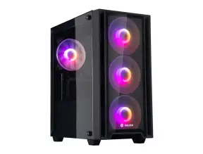 Case Halion Ragnarok Fuente 550w (ragnarok 320) Panel Lateral Y Frontal De Vidrio Templado, 4 Ventiladores Rgb