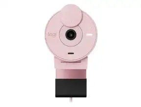 Camara Logitech Brio 300, Rosado, Con Microfono, Conexion Usb, Resolucion 1920 X 1080p Hd, Lente De Cristal, 4 Mp, En Forma De Cono (960-001446)