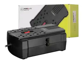 Estabilizador Power Lite 1200va/600w, Pulsar Avr Pli1, 8 Tomas, Frecuencia 50/60hz, Interruptor Iluminado, Color Negro ( Avr Pli1200 )