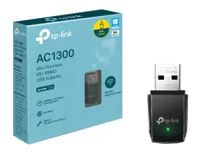 Adaptador Inalambrico  Tp-link Archer T3u Nano, Ac1300, Con Puerto Usb De 3.0, Frecuencia 2.4ghz-5ghz, Dimension 4x1,92x1 Cm, Color Negro (archer T3u(