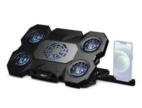 Cooler Para Laptop Airboom, Supreme5 Ab034, 5 Ventiladores, Led- Iluminacion Led Azul (ai-ab034)