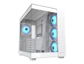 Case Cougar Gaming S/fuente, Fv150 Rgb White (385ka10.0002) Panel De Vidrio, DiseÑo Pecera, 4 Ventiladores, Led Rgb, Blanco