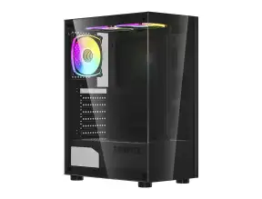 Case Gambyte Arcane S/fuente (cs-arc3argwr-lg) Panel De Vidrio, 3 Ventilador, Led Argb, Negro