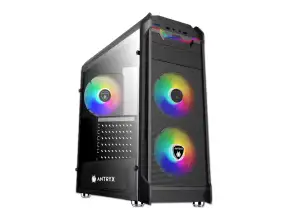 Case Antryx Rx Vortex Tg Argb Fuente 600w (ac-rx375tgk-600cpr1) Panel De Vidrio, 3 Ventiladores, Negro