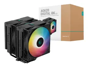 Cooler Para Procesador Deepcool Ag620 Digital Bk Argb (r-ag620-bkadmn-g-2) 2 Ventiladores, Aluminio