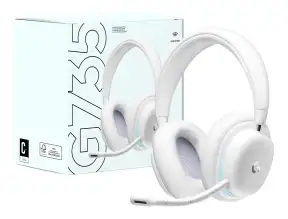 Auricular Logitech Inalambrico Aurora Coleccion Gaming G735,con Microfono, Control De Volumen, Almohadillas Suaves, Color Blanco (981-001082)