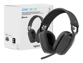 Auricular Inalambrico Logitech Zone Vibe100 Gaming (981-001214) Con Microfono, Interfaz Usb, Bt, Negro