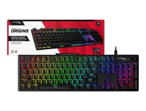 Teclado Hyperx Alloy Origins Switch Blue, Con Retroiluminacion Rgb, Color Negro (4p5p0ai#ac8)