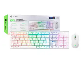 Combo 2 En Uno Antryx Chrome Storm Gc-3100 (agc-3100wbl-sp) Teclado Switch Blue, Led Rgb, Mouse 8 Botones, 7200 Dpi