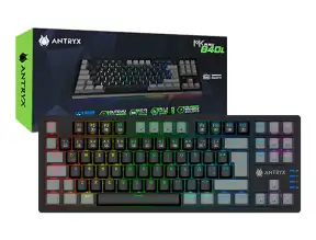 Teclado Gamer Antryx Chrome Storm Mk840l (amk-840lkgblr1-sp) Mecanico, Switch Blue, Negro Y Gris