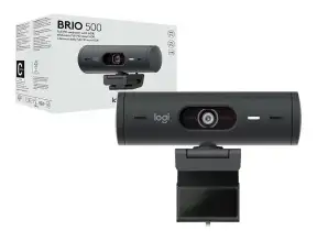 Camara Web Logitech Brio 500 (960-001412) Fhd 1920 X 1080, MicrÓfono Incorporado, Conexion Usb C, 4 Megapixeles, Lente De Cristal, Negro