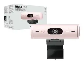 Camara Web Logitech Brio 500 (960-001418) Fhd 1920 X 1080, MicrÓfono Incorporado, Conexion Usb C, 4 Megapixeles, Lente De Cristal, Rosado