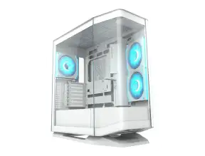 Case Cougar Gaming S/fuente, Fv270 Rgb+plataforma Rotating White  Cgr-58m6w-rgb (3858m60.0005p-rot) Panel De Vidrio, DiseÑo Pecera  4 Ventiladores, Le