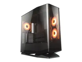 Case Cougar Gaming S/fuente, Fv270 Rgb+plataforma Rotating Black Cgr-58m6b-rgb-rgb (3858m60.0005p-rot) Panel De Vidrio, DiseÑo Pecera  4 Ventiladores,