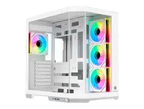 Case Antryx Fx800 White Gaming S/fuente (ac-fx800w) Panel De Vidrio, 4 Ventiladores, Led Argb, Blanco
