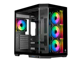 Case Antryx Fx800 Gaming S/fuente (ac-fx800k) Panel De Vidrio, 4 Ventiladores, Led Argb, Negro