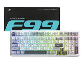 Teclado Gamer Inalambrico Aula F99 (aul-f99w-wh-gy-bksgr) Mecanico, Switch Green, Blanco-gris-negro