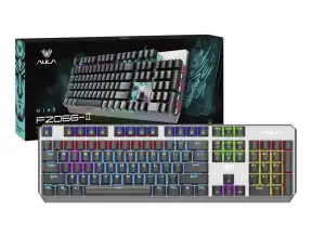 Teclado Gamer Aula F2066 Ii (aul-f2066-2-gry-rbw) Mecanico, Switch Blue, Color Gris Y Negro