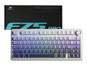 Teclado Gamer Inalambrico Aula F75 Pro (aul-f75-purp-deg) Mecanico, Switch Green, Gradient Purple+white