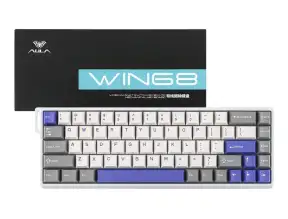 Teclado Gamer Aula Win68he Max 65% Magnetico (au-w68hem4en7) Mecanico, Switch Magnetico Wing Chun, Color Blanco, Plomo Y Purpura