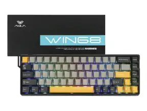 Teclado Gamer Aula Win68he Max 65% Magnetico (au-w68hem3en7) Mecanico, Switch Magnetico Wing Chun, Color Negro, Plomo Y Amarillo